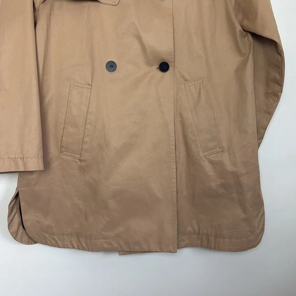 ZARA Basic Camel Color Trench Coat with Buttons down the Back Size Small - Picture 3 of 9
